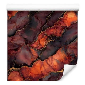 Tapeta s črnilom bordo, rdeča in oranžna 50x1000 cm