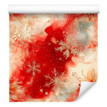 Črnilno rdeča in krem tapeta za dnevno sobo in spalnico 50x1000 cm