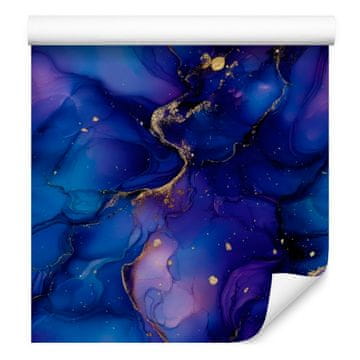 Črnilo modra tapeta z mornarsko modro sredino za dnevno sobo in spalnico 50x1000 cm