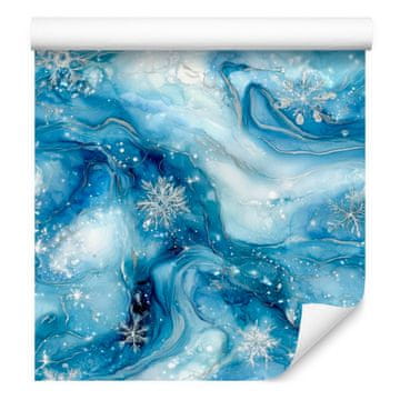 Tapeta v črnilo modri, azurni in celadon barvi za dnevno sobo in spalnico 50x1000 cm