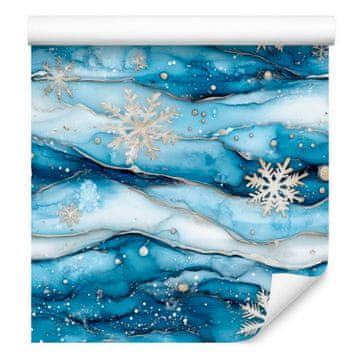Črnilno modra, azurno in svetlo siva tapeta 50x1000 cm