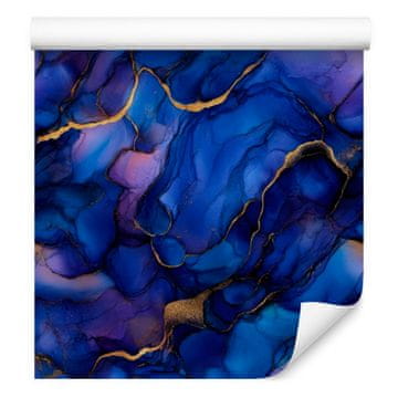Tapeta v črnilo modri, mornarsko modri in indigo barvi za dnevno sobo in spalnico 50x1000 cm