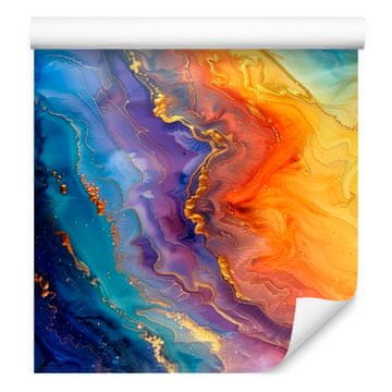 Črnilo modra, zlata in mornarsko modra tapeta za dnevno sobo in spalnico 50x1000 cm