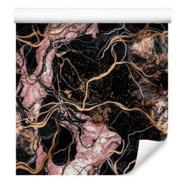 Marmorno rjava in črna tapeta za dnevno sobo in spalnico 50x1000 cm