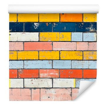 Tapeta Barvita opečnata stena rumena, zlata in bež 50x1000 cm
