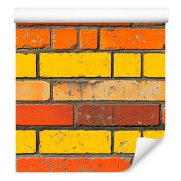Tapeta Barvita opečnata stena rumena in oranžna 50x1000 cm