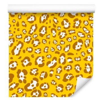 Rumena usnjena tapeta v rumeni, zlati in krem barvi za dnevno sobo in spalnico 50x1000 cm