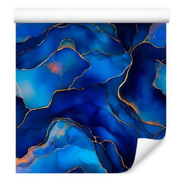 Tapeta v črnilo modri in temno modri barvi, prozorni detajli 50x1000 cm