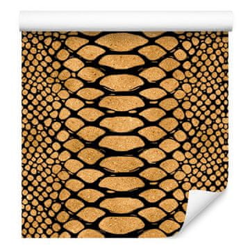 Zlata usnjena tapeta oker, zlata, črna in krem 50x1000 cm