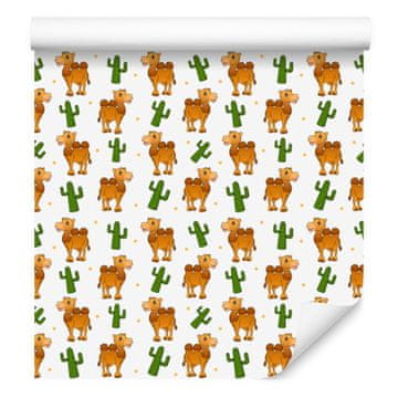 Tapeta Camels belo-zlata za dnevno sobo in spalnico 50x1000 cm