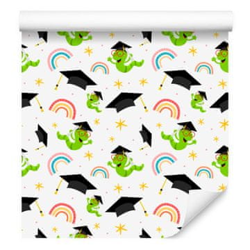 Tapeta za maturantski ples v beli in limetni barvi za dnevno sobo in spalnico 50x1000 cm