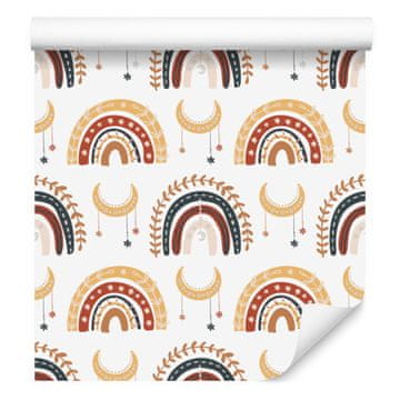 Mavrice in metulji Boho tapeta oranžna in zlata za dnevno sobo in spalnico 50x1000