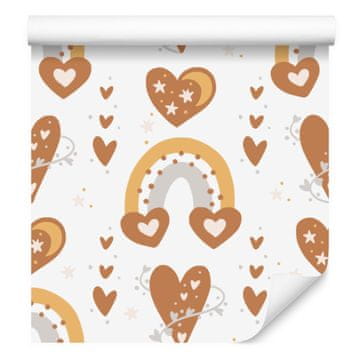 Mavrice in metulji Boho oranžna tapeta za dnevno sobo in spalnico 50x1000 cm