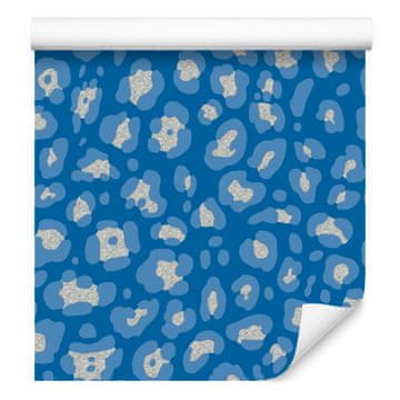 Modra in vijolična usnjena tapeta, modra in svetlo siva, 50x1000 cm