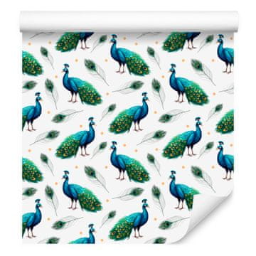 Tapeta v beli, svetlo sivi in zeleni barvi za dnevno sobo in spalnico 50x1000 cm