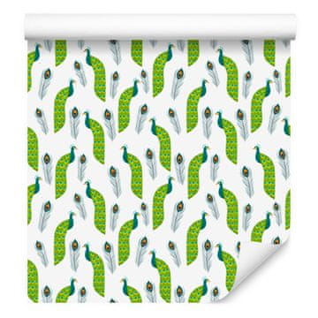 Tapeta v beli in limetni barvi za dnevno sobo in spalnico 50x1000 cm