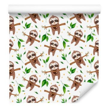 Tapeta Sloth v beli, bež in svetlo sivi barvi za dnevno sobo in spalnico 50x1000 cm