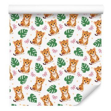 Leopard tapeta belo-zlata za dnevno sobo in spalnico 50x1000 cm
