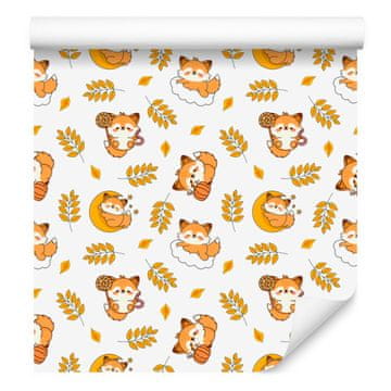 Fototapeta Fox bela, krem in zlata za dnevno sobo in spalnico 50x1000 cm