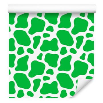 Tapeta Cow Patches zelena in meta za dnevno sobo in spalnico 50x1000 cm