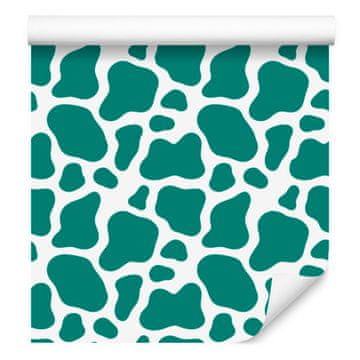 Tapeta Cow Patches turkizna, bela, celadon in morsko modra 50x1000 cm