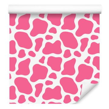 Tapeta Cow Patches, pudrasto roza, mehke oblike, 50x1000 cm