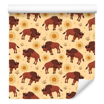 Tapeta Buffalo kremne in oranžne barve za dnevno sobo in spalnico 50x1000 cm