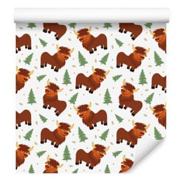 Tapeta Buffalo bela, oranžna in svetlo siva 50x1000 cm