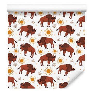 Tapeta Buffalo bela in oranžna za dnevno sobo in spalnico 50x1000 cm