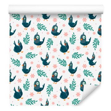 Tapeta v beli in turkizni barvi za dnevno sobo in spalnico 50x1000 cm