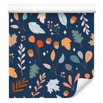 Tapeta s suhimi listi, granatno jabolko in pomaranča, za dnevno sobo in spalnico, 50x1000 cm