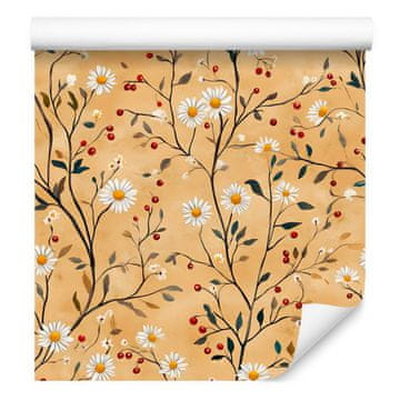 Tapeta Daisies Gold and Cream za dnevno sobo in spalnico 50x1000 cm