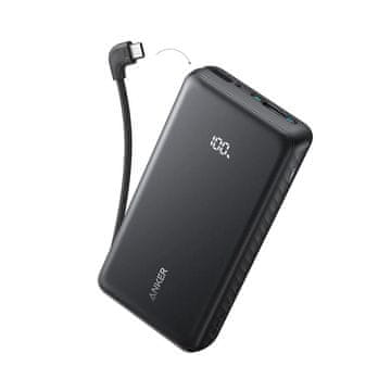 Anker Zolo polnilna baterija z vgrajenim USB-C kablom, 20000 mAh, 22,5 W, črna (A110EH11)