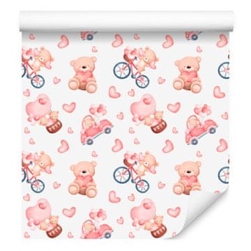 Tapeta Bear White and Coral za dnevno sobo in spalnico 50x1000 cm