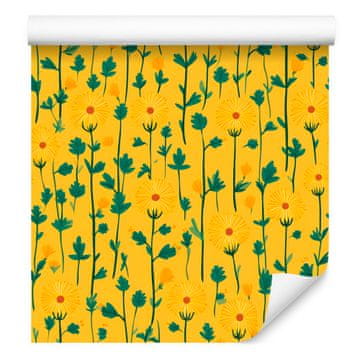 Tapeta z rumeno in zlato barvo regrata za dnevno sobo in spalnico 50x1000 cm