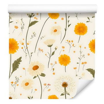 Tapeta z motivom regrata, bela in krem, za dnevno sobo in spalnico 50x1000 cm