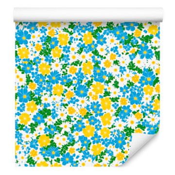 Fototapeta Cottagecore Flowers Azure and Green za dnevno sobo in spalnico 50x1000 cm