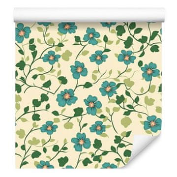 Tapeta Cottagecore Flowers krem, bež in limeta 50x1000 cm
