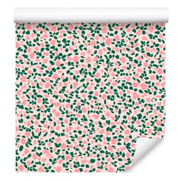 Tapeta Cottagecore Flowers svetlo siva in koralna 50x1000 cm