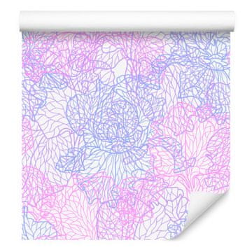 Tapeta z motivom sivke in modrih rož za dnevno sobo in spalnico 50x1000 cm
