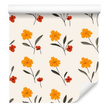 Tapeta Cottagecore Flowers bela, krem in svetlo siva 50x1000 cm