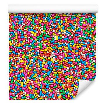 Tapeta z motivom rojstnodnevnega mrvice, rdeča, vijolična in modra, 50x1000 cm