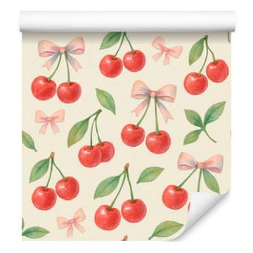 Tapeta v kremni in beli češnjevi barvi za dnevno sobo in spalnico 50x1000 cm