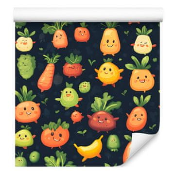 Fototapeta Kawaii Vegetables - Granatno jabolko, limeta in steklenico zelena 50x1000 cm