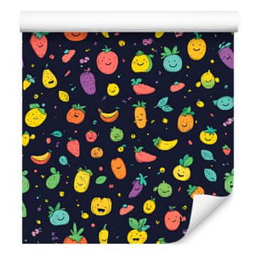 Tapeta Kawaii Vegetables, mornarsko modra in rumena, za dnevno sobo in spalnico, 50x1000 cm