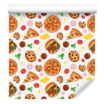 Tapeta s hrano belo-zlata za dnevno sobo in spalnico 50x1000 cm