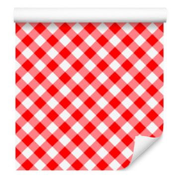 Temno modra rdeča karo tapeta koralna, rdeča in bela 50x1000 cm