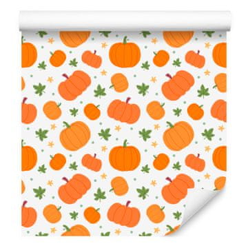 Tapeta z bučo, bela in breskev, za dnevno sobo in spalnico 50x1000 cm