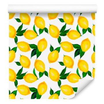 Limonino rumena in bela tapeta za dnevno sobo in spalnico 50x1000 cm