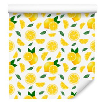Limonino bela in rumena tapeta za dnevno sobo in spalnico 50x1000 cm